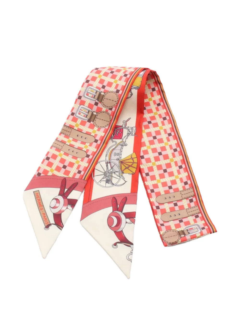 Pre-owned Hermes 2010s Twilly Les Voitures Nouvelles Scarf In Red