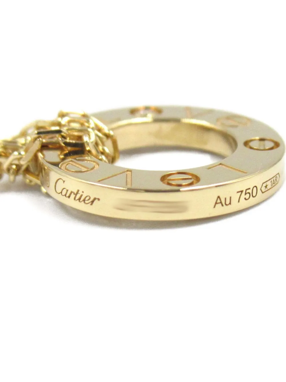 Pre-owned Cartier 18k Yellow Gold Love Circle Diamond Necklace