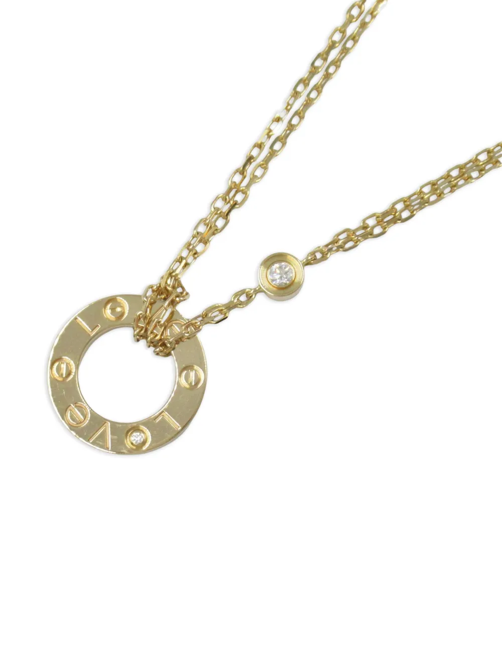 Pre-owned Cartier 18k Yellow Gold Love Circle Diamond Necklace
