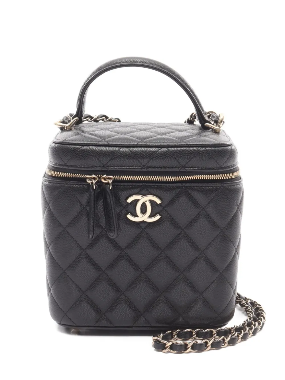 CHANEL Pre-Owned 2021~2022 mini Matelasse Caviar-leather bucket bag | Black | Image 1