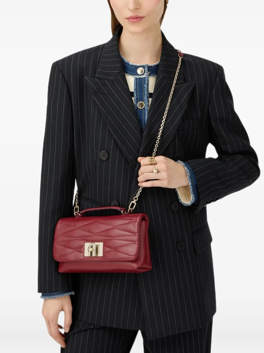 Furla 1927 gewatteerde mini-tas met kettinghengsel Rood