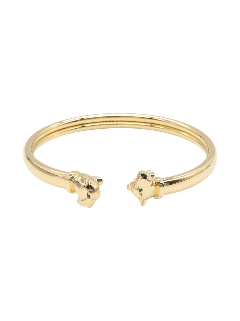 Pre-owned Cartier 2010s 18k Rose Gold Panther Tsavorite And Onyx Bangle Bracelet In Pink