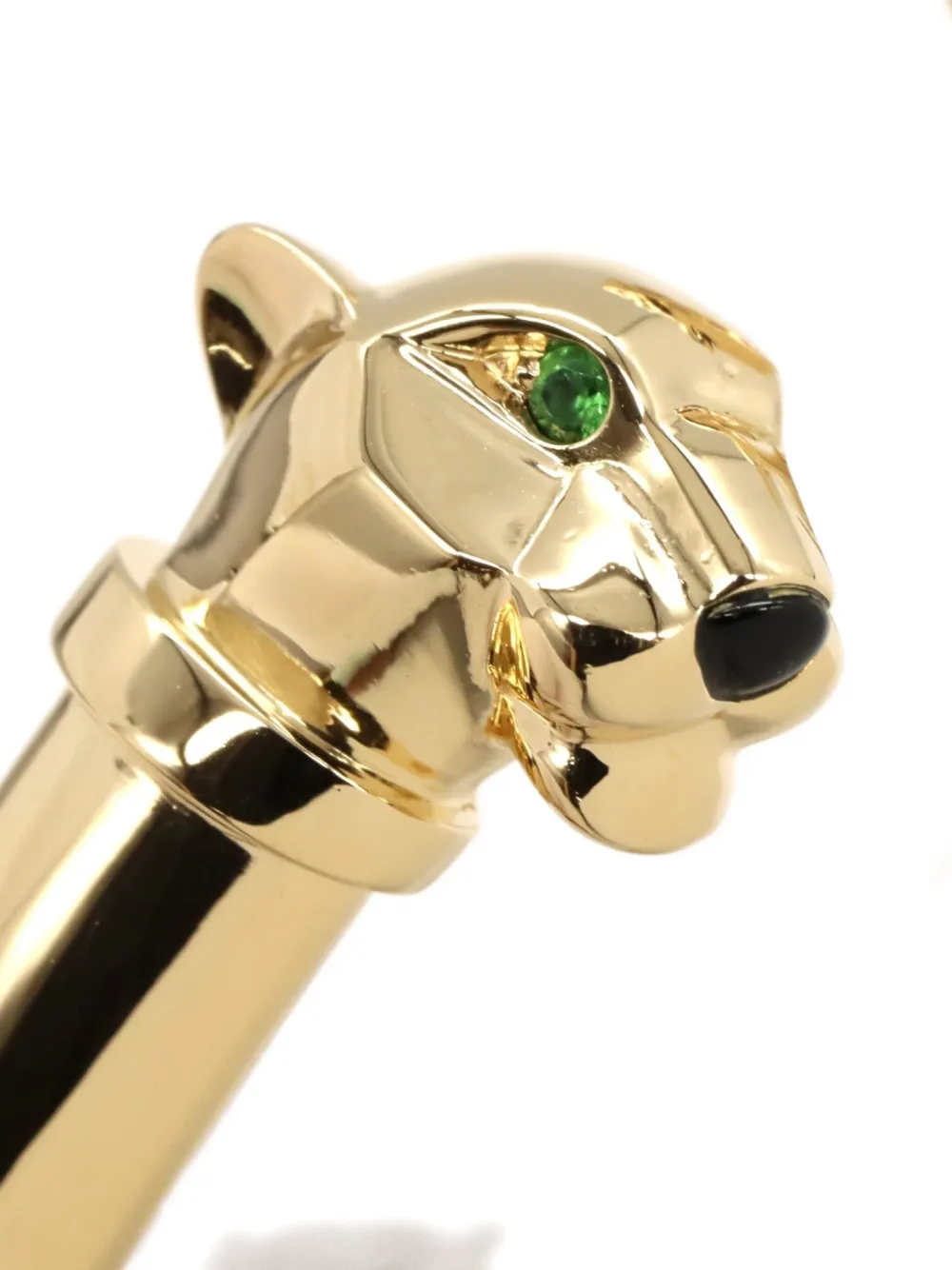 Pre-owned Cartier 2010s 18k Rose Gold Panther Tsavorite And Onyx Bangle Bracelet In Pink