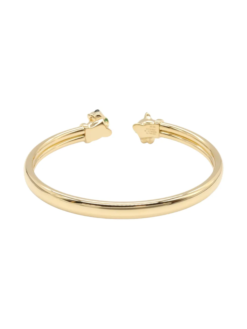 Pre-owned Cartier 2010s 18k Rose Gold Panther Tsavorite And Onyx Bangle Bracelet In Pink
