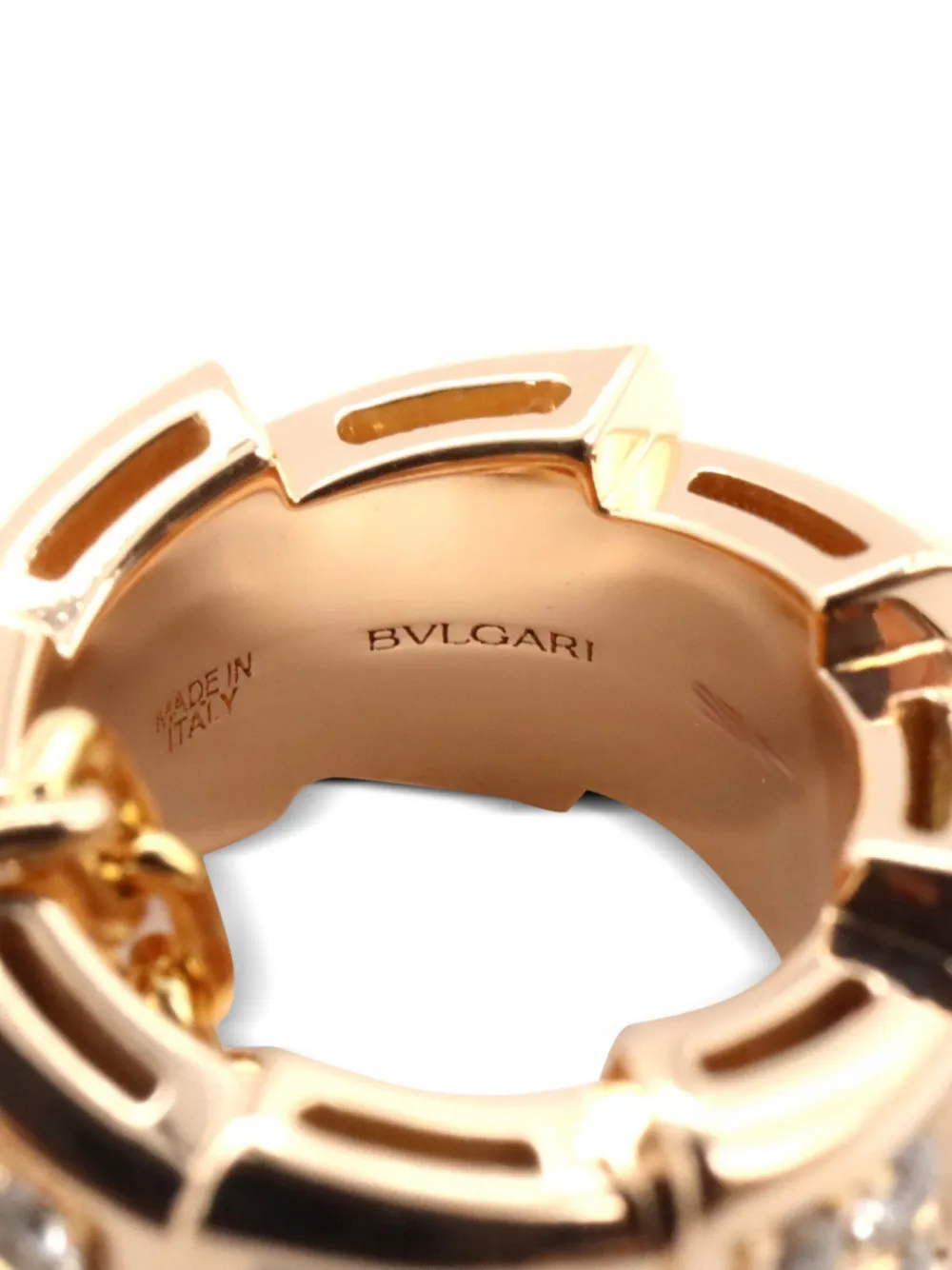 Pre-owned Bvlgari 2010s 18k Rose Gold Serpenti Diamond And Mother Of Pearl Necklace