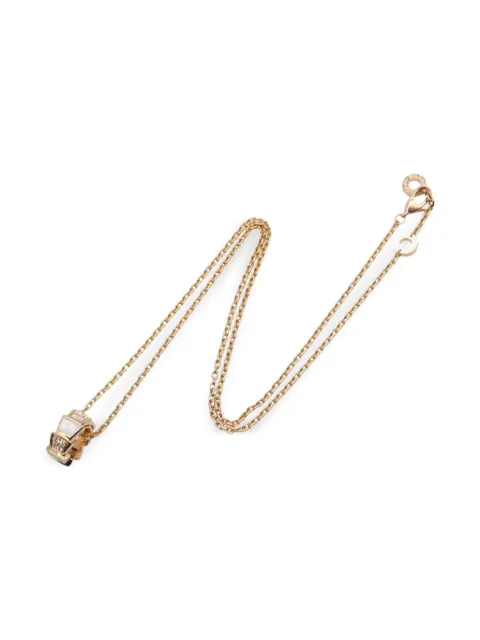 Bvlgari Pre-Owned 2010s 18K rose gold Serpenti diamond and mother of pearl necklace