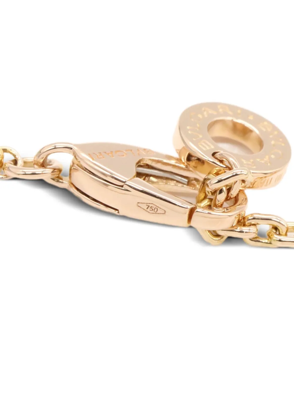 Pre-owned Bvlgari 2010s 18k Rose Gold Serpenti Diamond And Mother Of Pearl Necklace