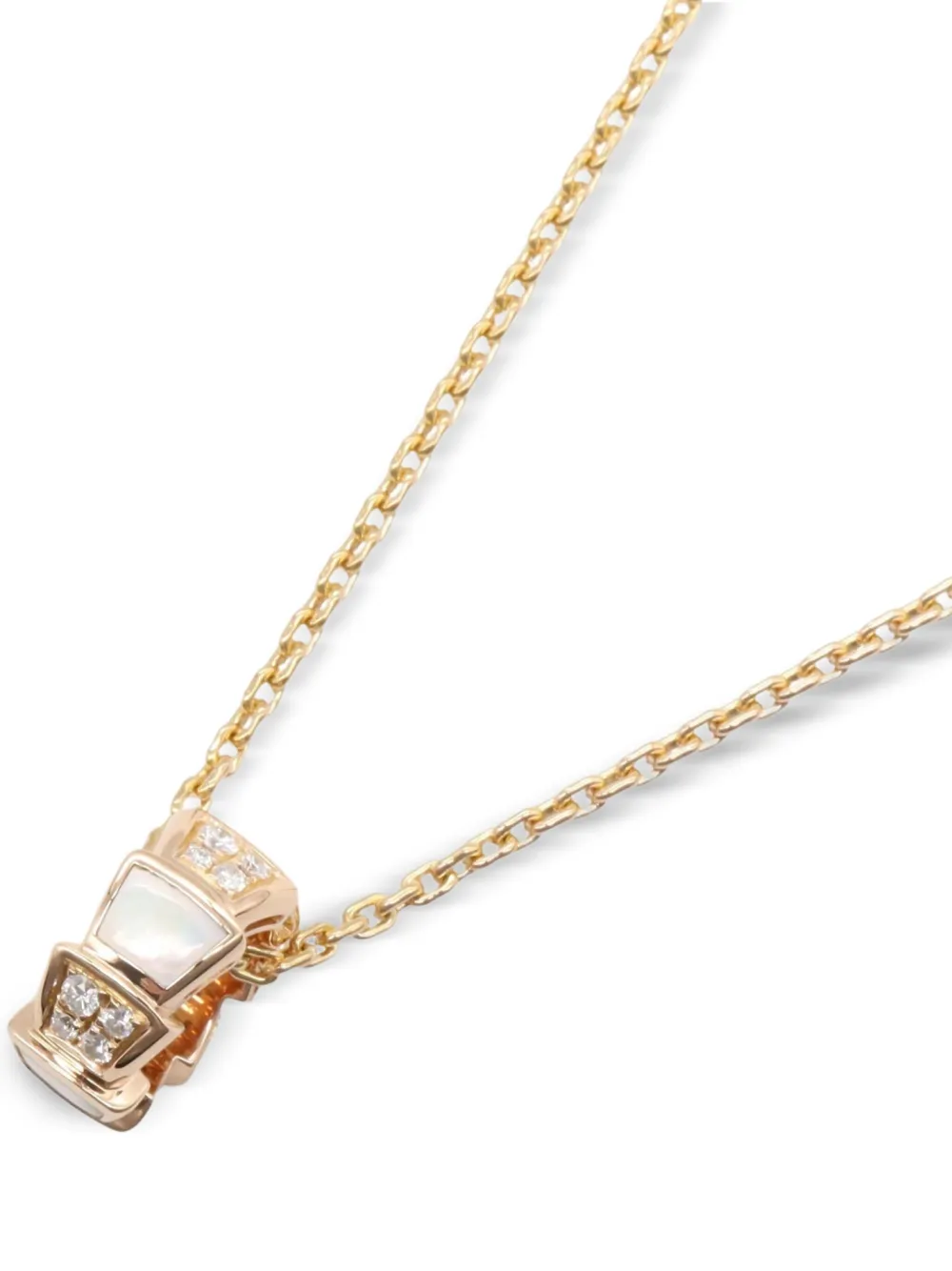 Bvlgari Pre-Owned 2010s 18K rose gold Serpenti diamond and mother of pearl necklace | Women | Image 2