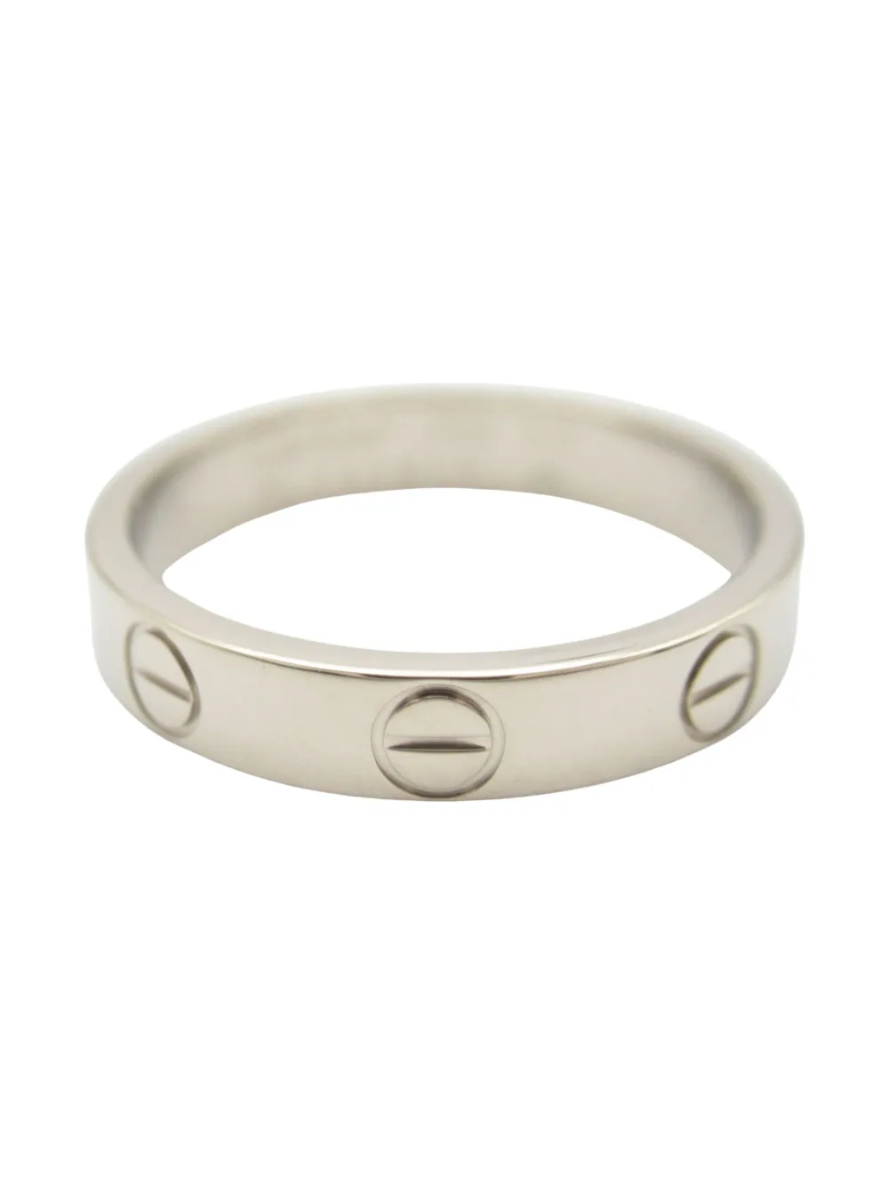 Pre-owned Cartier 2010s 18k White Gold Mini Love Ring In Silver