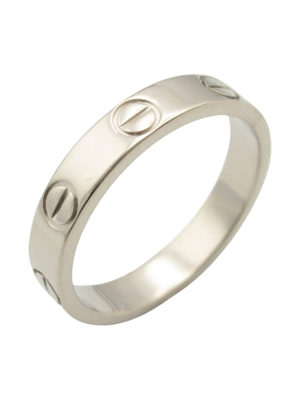 Pre-owned Cartier 2010s 18k White Gold Mini Love Ring In Silver