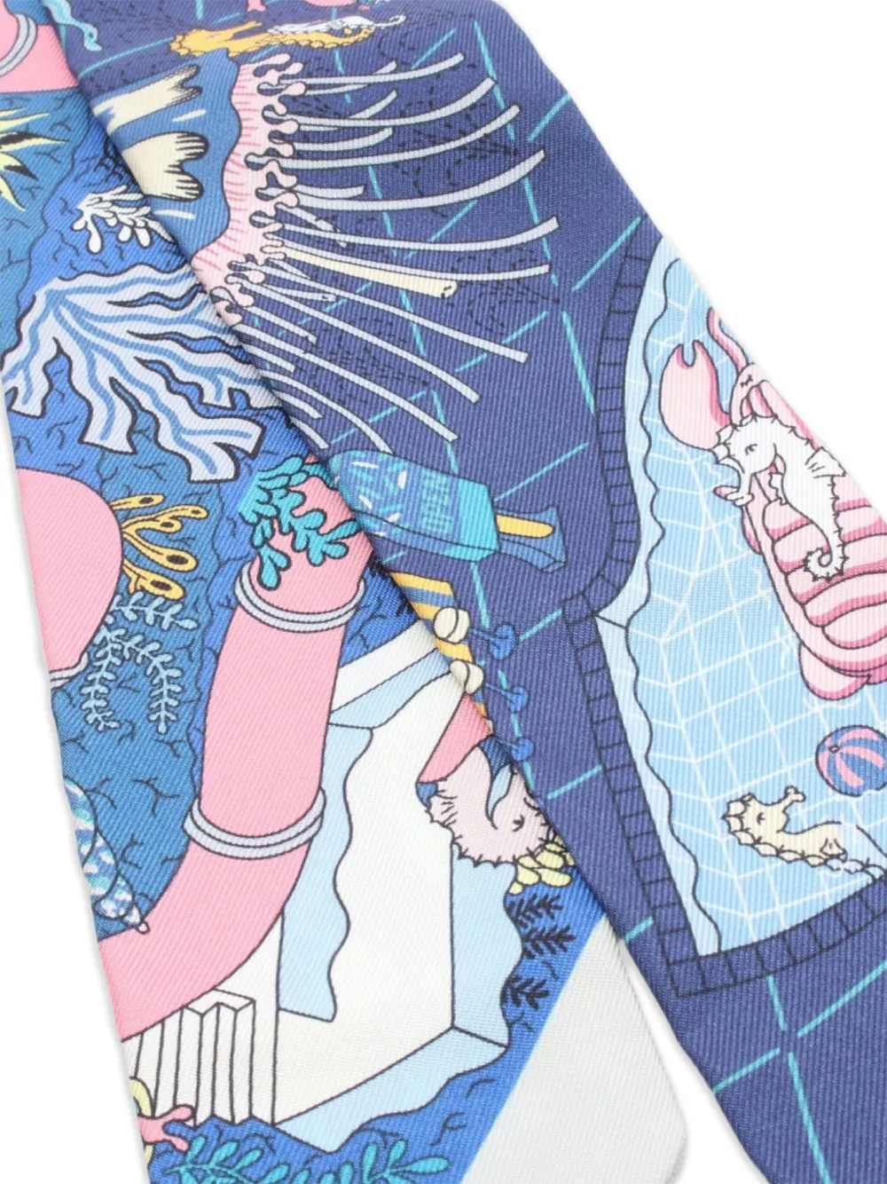 Pre-owned Hermes 10s Splash Park Scarf In Blue