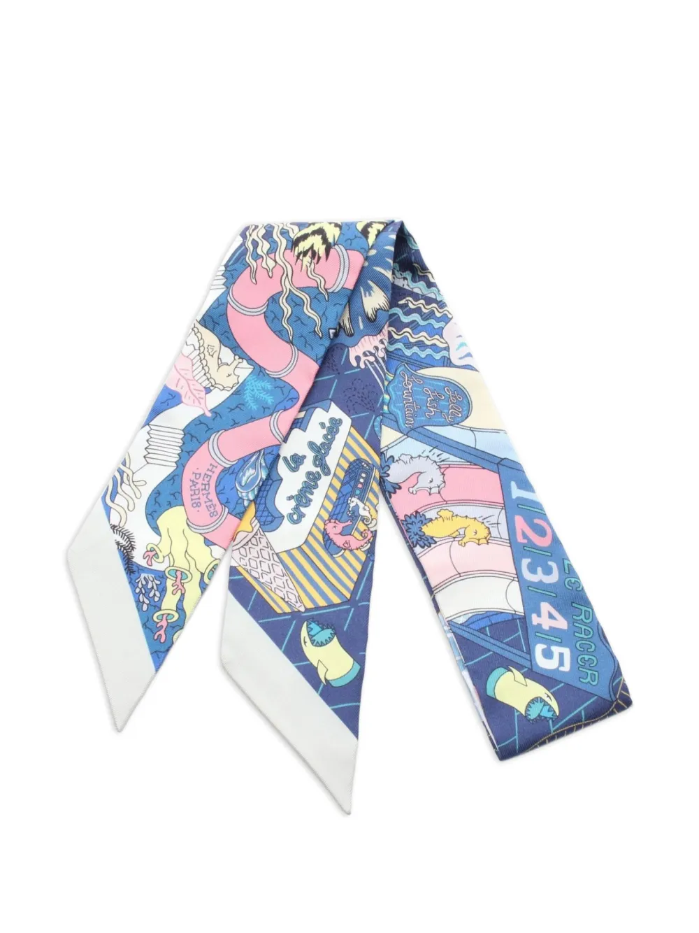 Pre-owned Hermes 10s Splash Park Scarf In Blue
