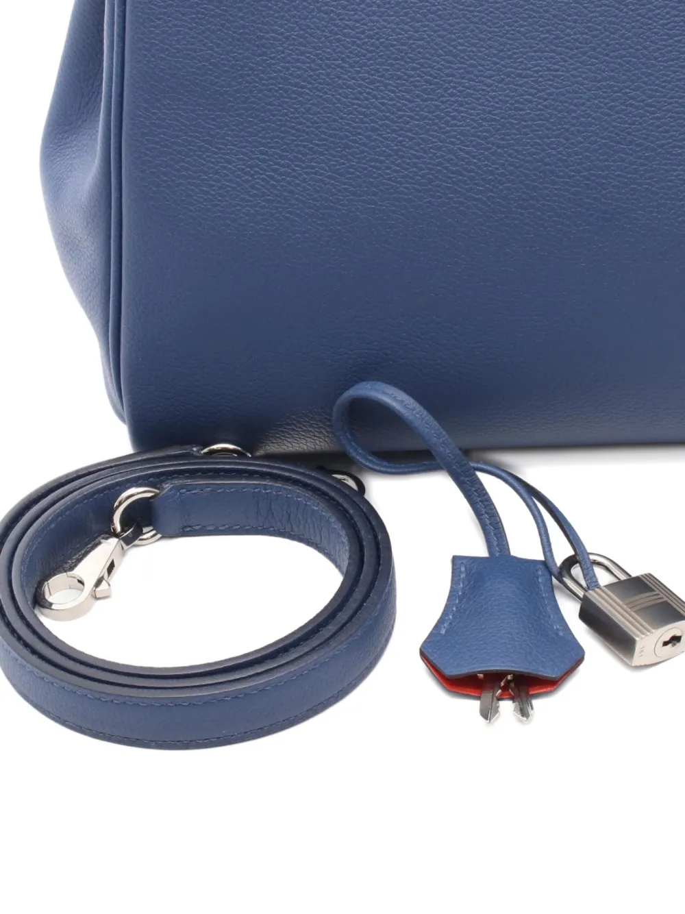 Pre-owned Hermes 2019 Kelly28 Verso Bruton Pet Capucines Tote Bag In Blue