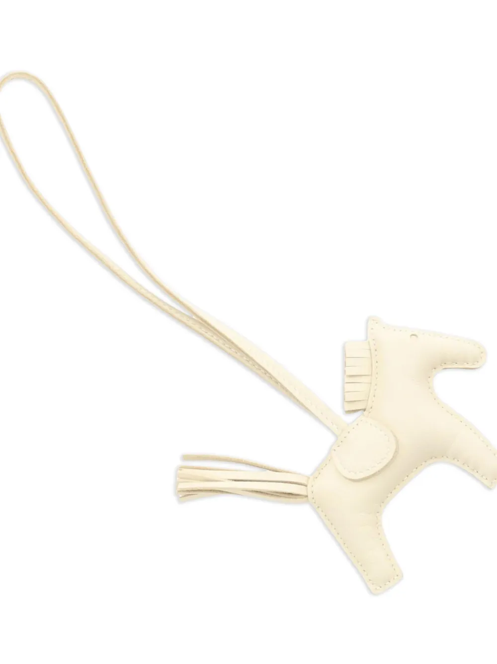 Pre-owned Hermes 2024 Rodeo Pm Kure Bag Charm In White