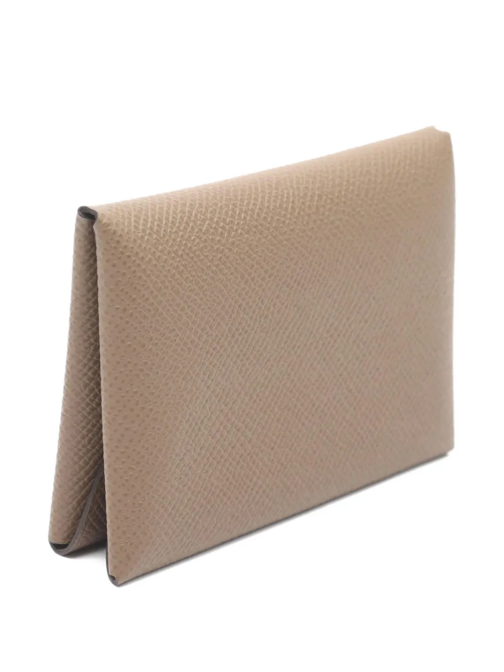 Pre-owned Hermes 2022 Calviduo Epsom Leather Coin Purse In Brown