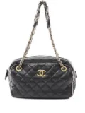 CHANEL Pre-Owned 2010-2011 quilted lambskin chain bag - Black