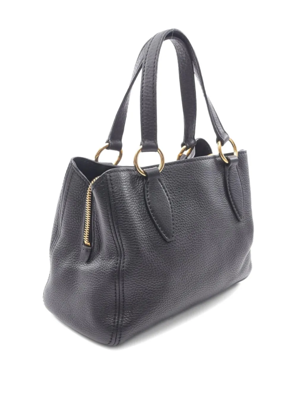 Pre-owned Miu Miu 10s Small Leather Tote Bag In Black