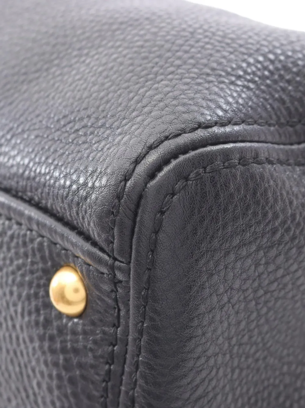 Pre-owned Miu Miu 10s Small Leather Tote Bag In Black