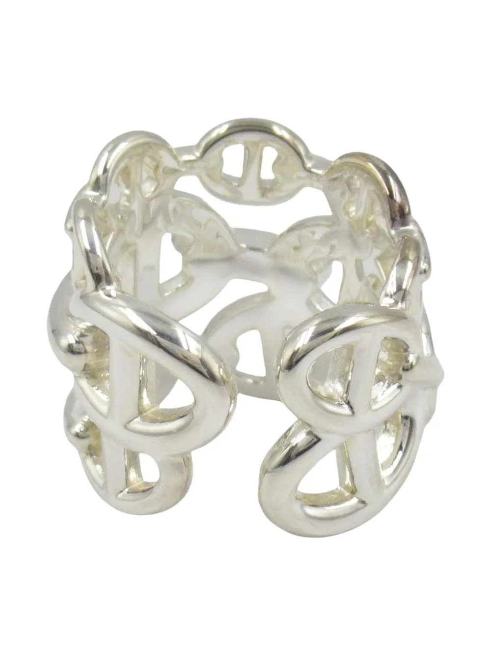 Pre-owned Hermes 2010s Chaine D'ancre Ring In Silver