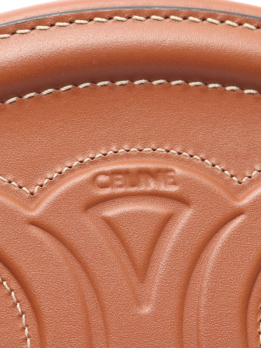 Pre-owned Celine 10s Mini Oval Perth Cuill Triomphe Shoulder Bag In Brown
