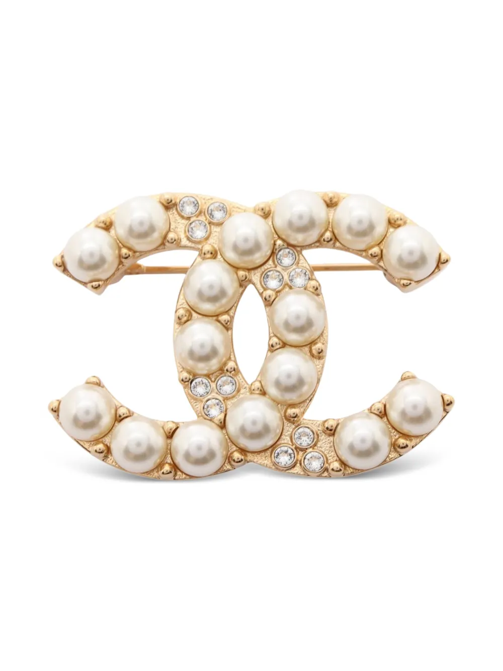 CHANEL Pre-Owned 1986-1988 CC faux-pearl brooch | Gold | Image 1