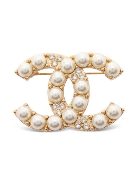 CHANEL Pre-Owned 1986-1988 CC faux-pearl brooch