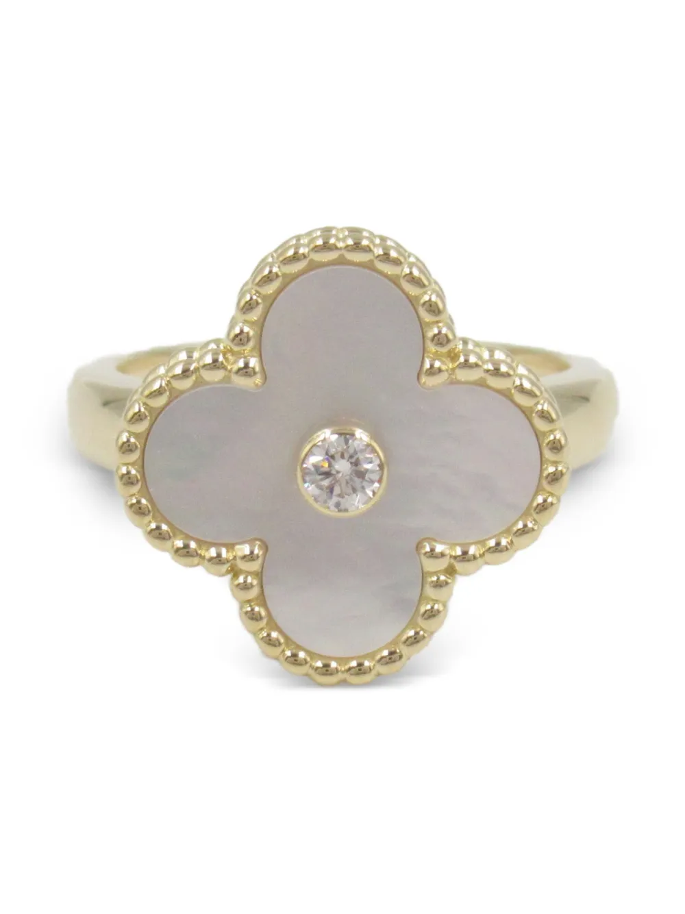 Van Cleef & Arpels 2010s 18K yellow gold Alhambra mother of pearl and diamond ring | Image 2