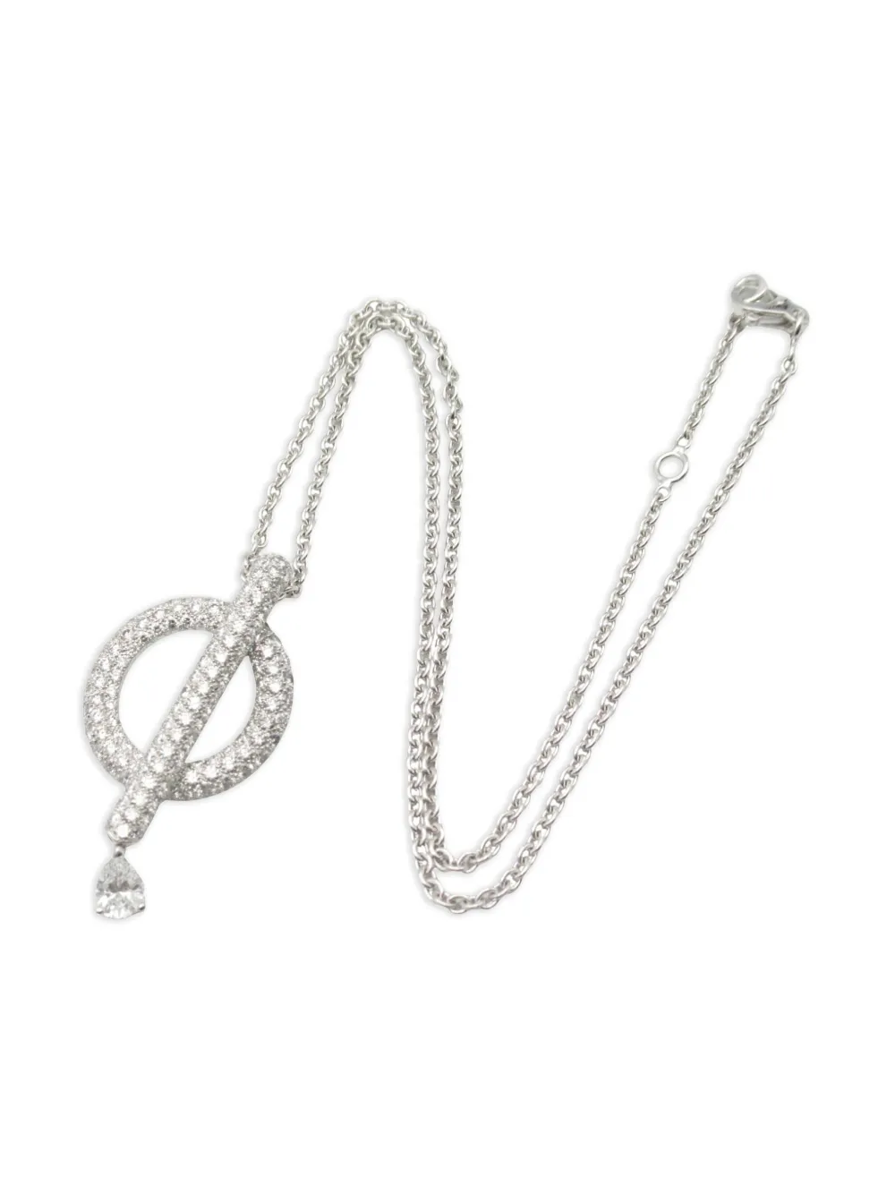 CHANEL Pre-Owned 2010s 18K white gold Omega diamond necklace | Silver | Image 1