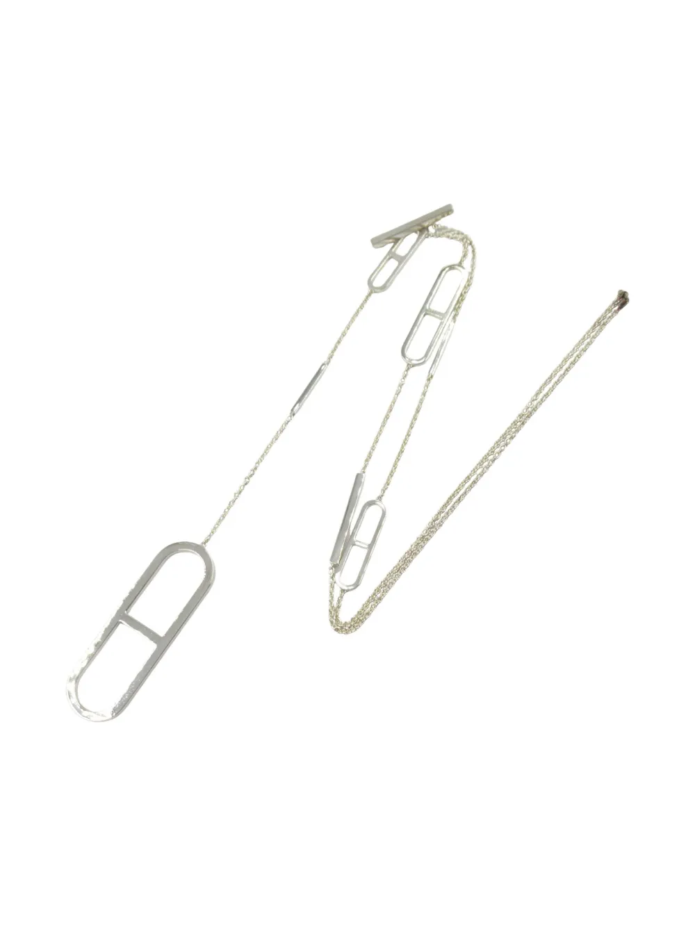 Pre-owned Hermes 10s Ever Chaîne D'ancre Long Necklaces In Silver