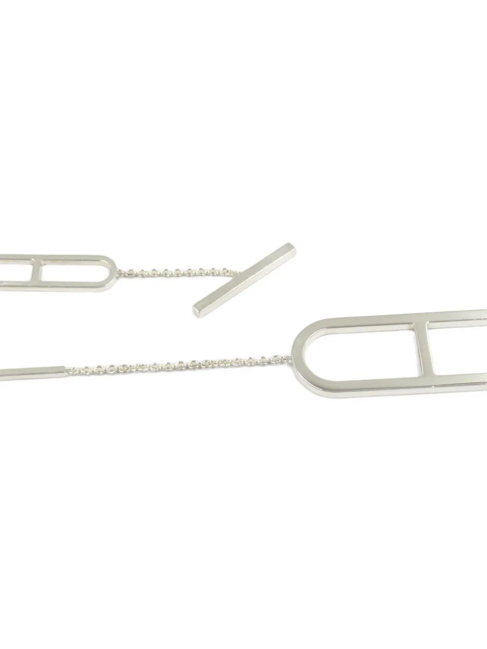 Pre-owned Hermes 10s Ever Chaîne D'ancre Long Necklaces In Silver