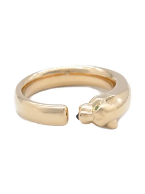 Cartier 2010s 18K rose gold Panthère onyx and tsavorite ring 