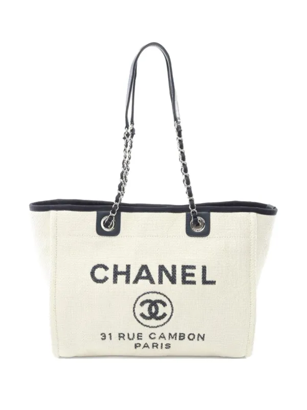 CHANEL Pre-Owned 2018 Deauville Tote Bag Neutrals FARFETCH KW