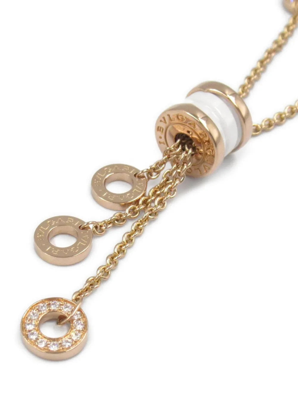 Pre-owned Bvlgari 2010 18kt Rose Gold B-zero Necklace In Pink