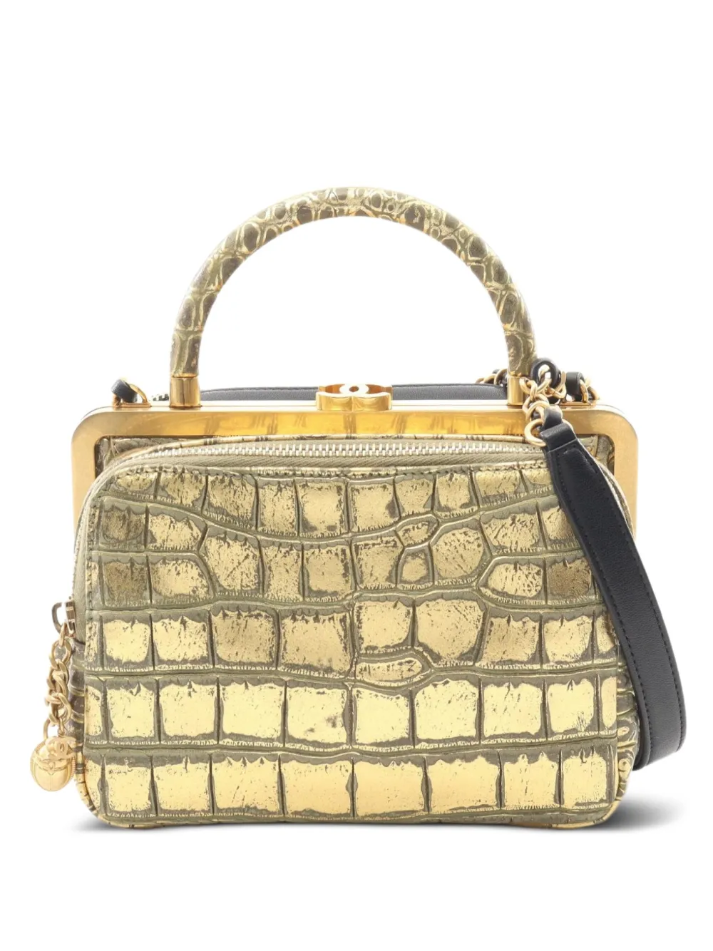 CHANEL Pre-Owned 2019 croc-embossed leather shoulder bag | Gold | Image 1