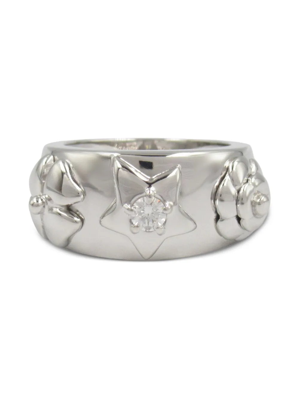 CHANEL Pre-Owned 1989-1991 18K white gold Three Symbols diamond ring | Silver | Image 1