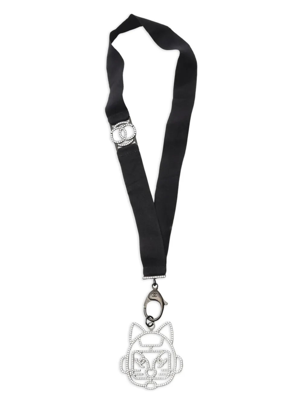CHANEL Pre-Owned 1986-1988 cat-robot necklace | Black | Image 1