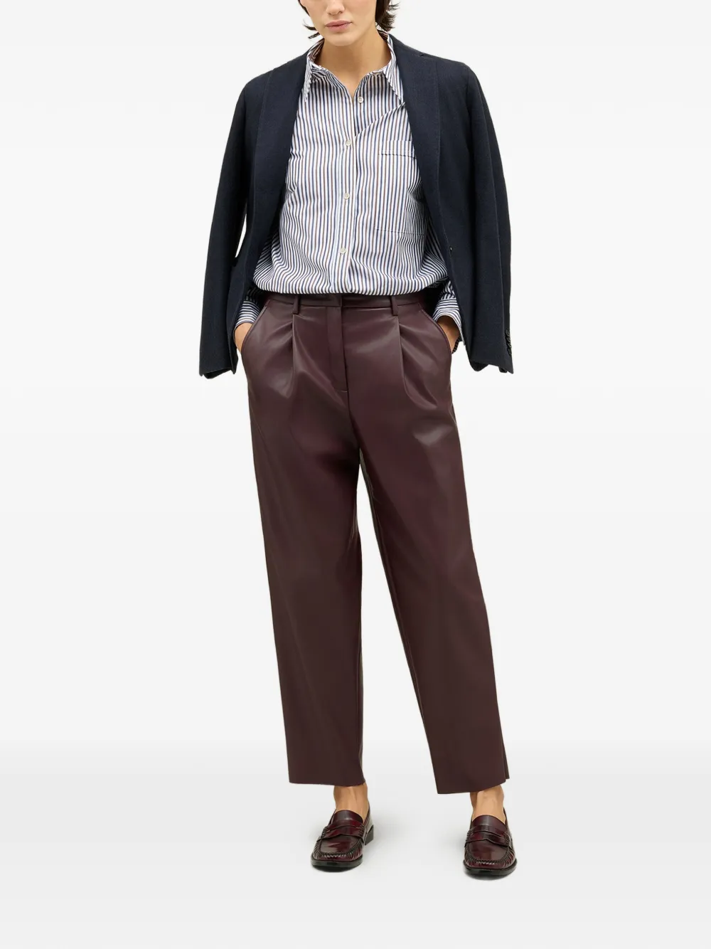 Boglioli Vegan Leather Trousers In Brown