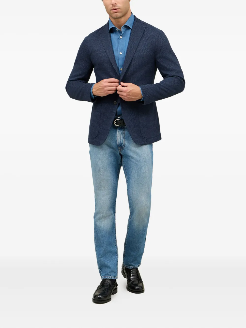 Boglioli Blazer met opgestikte zak en twee knopen Blauw
