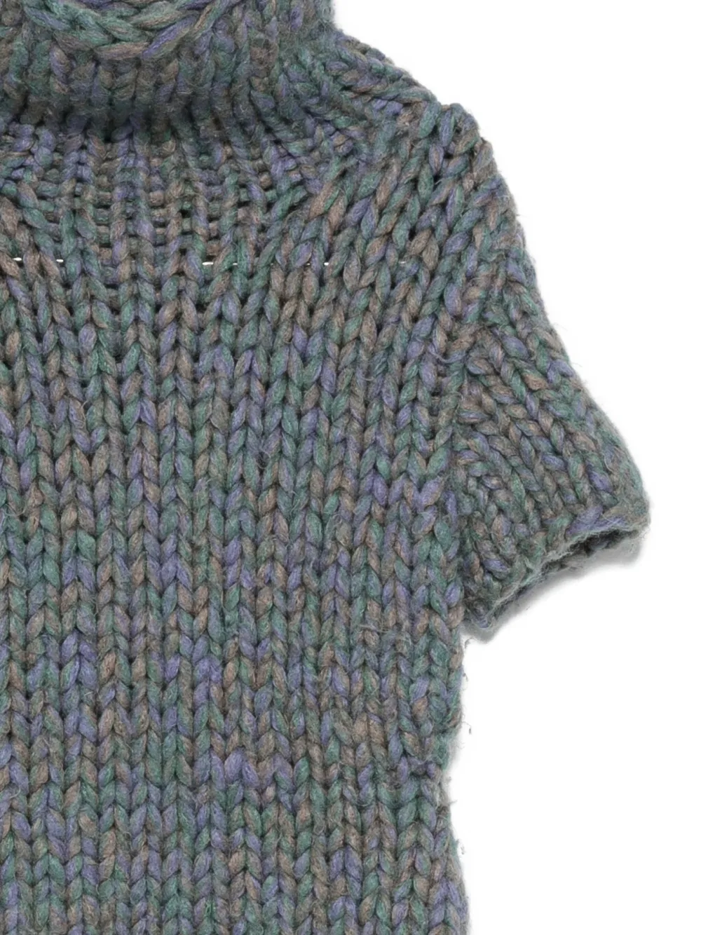 Pre-owned Chanel 2000s High-neck Short-sleeve Sweater In Gray