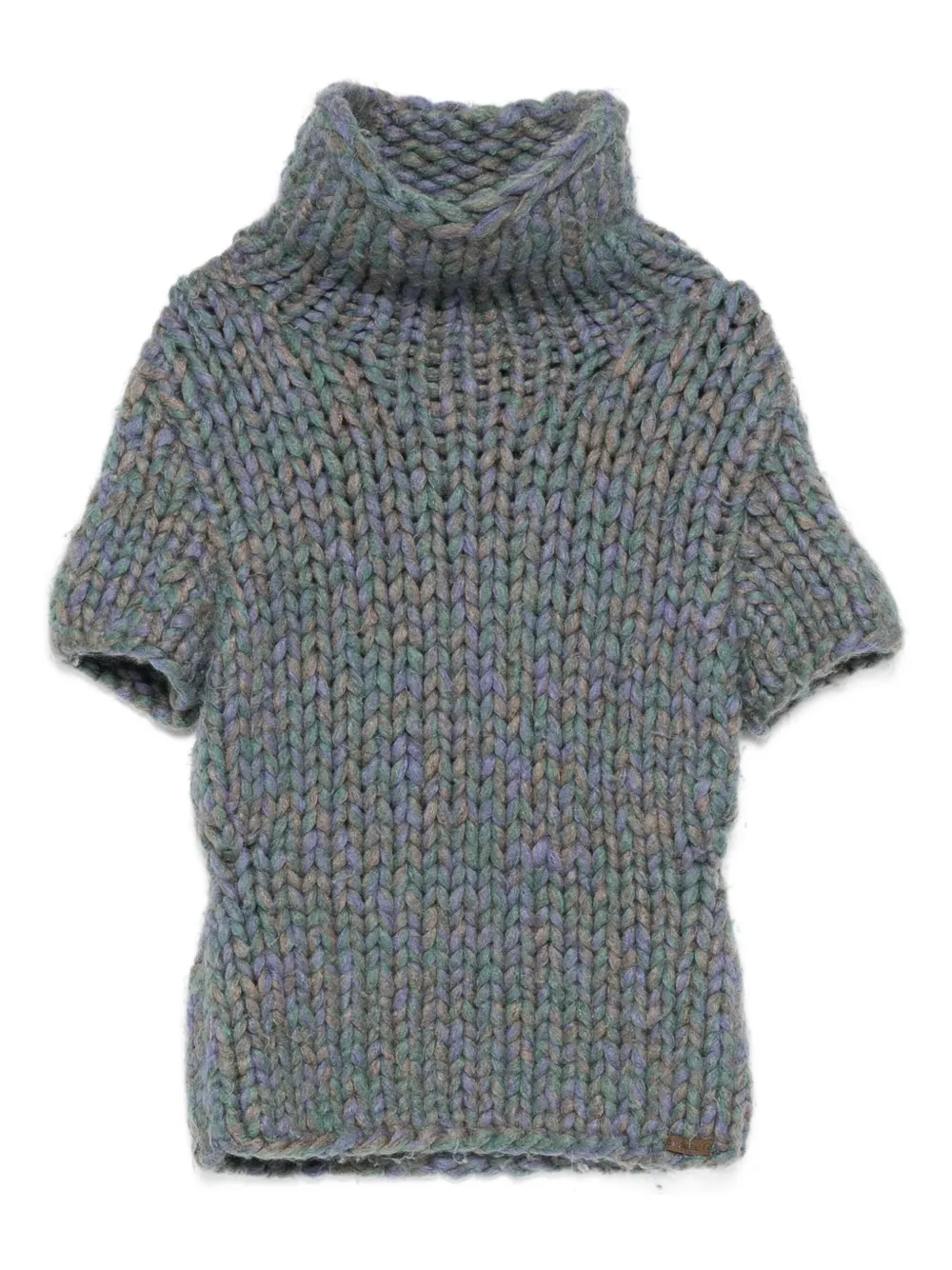 Pre-owned Chanel 2000s High-neck Short-sleeve Sweater In Gray