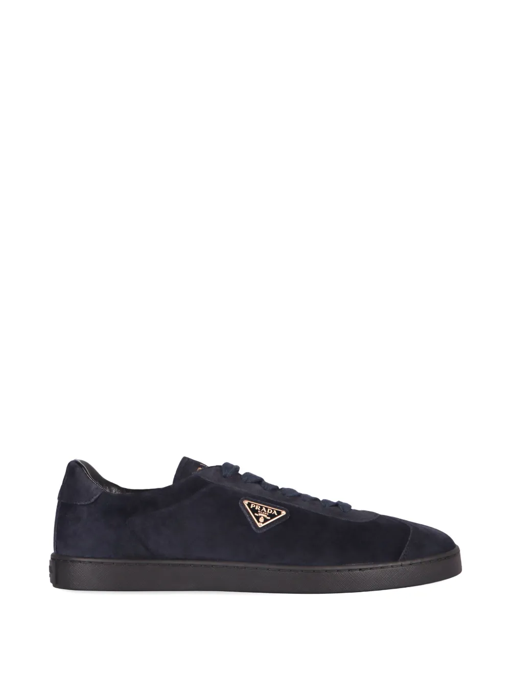 Prada logo-plaque suede sneakers Zwart