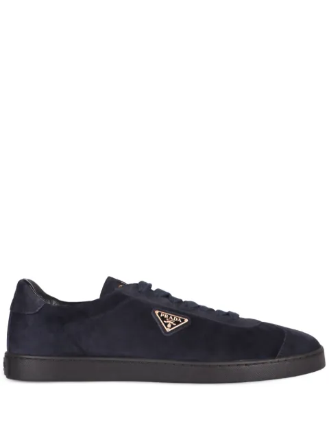 Prada logo-plaque suede sneakers