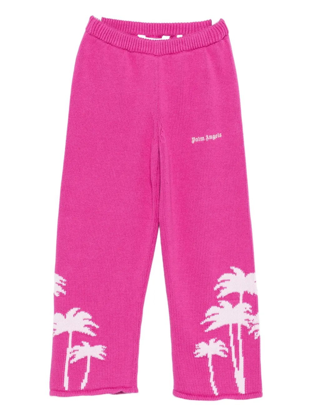 Palm Angels Palm-tree Knit Trousers In Pink