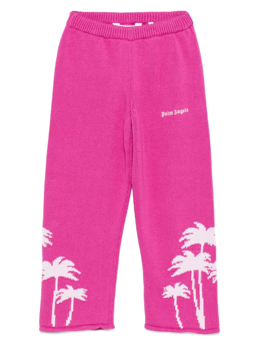 Palm Angels Kids Gebreide broek met palmboomprint Roze