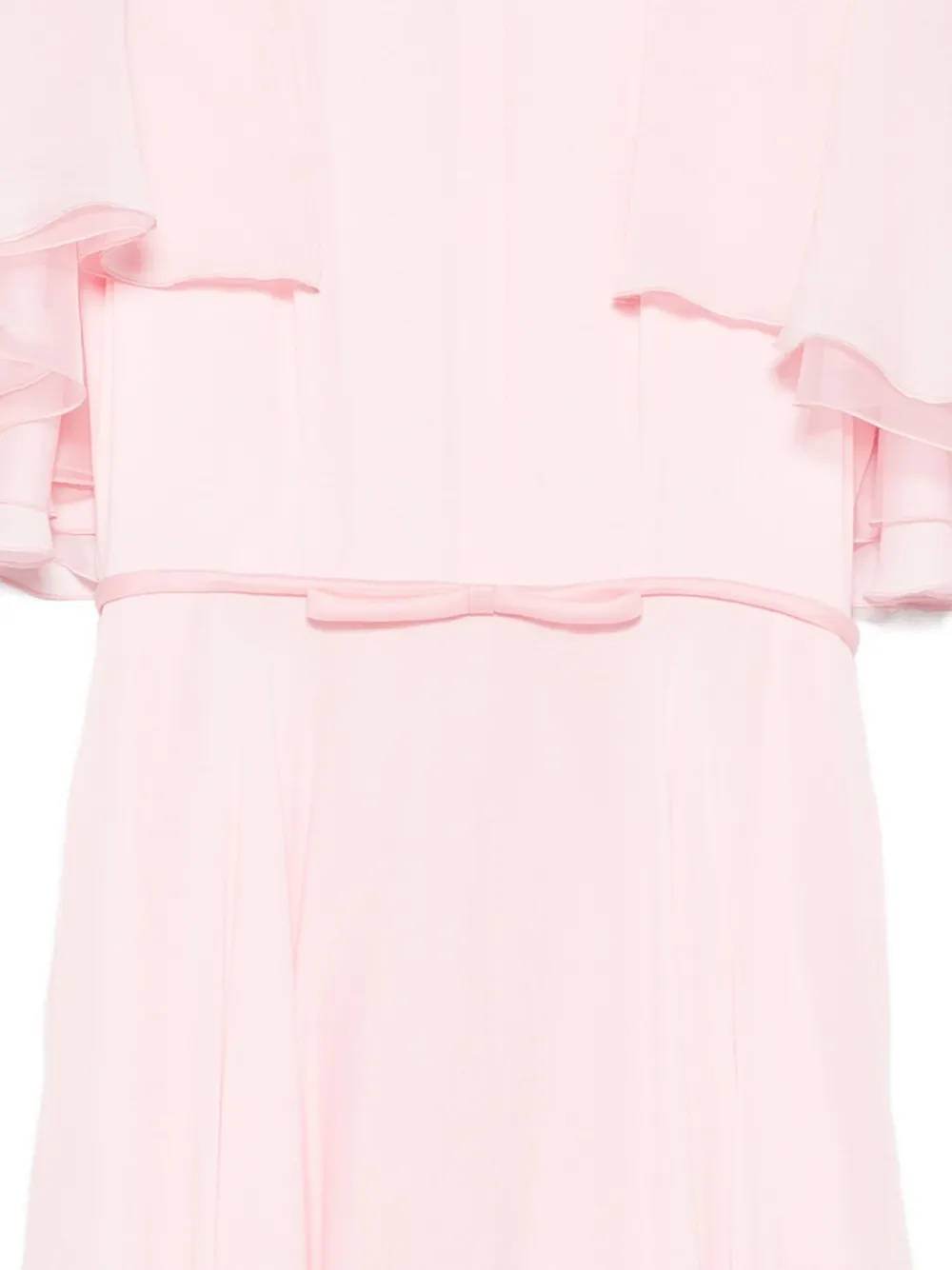 Giambattista Valli Bow-detailed Cape-sleeve Dress In Pink