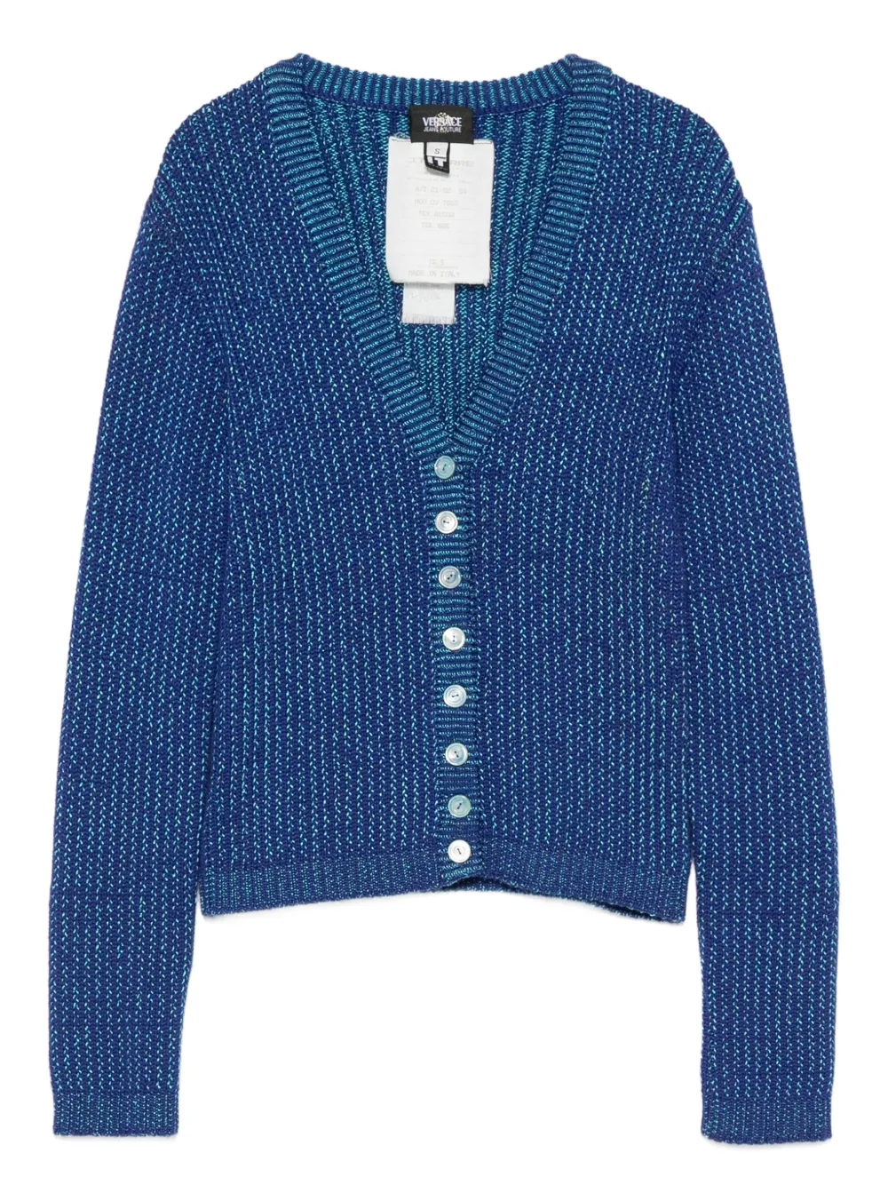 Versace Pre-Owned 2001-2002 ribbed-knit cardigan | Blue | Image 1