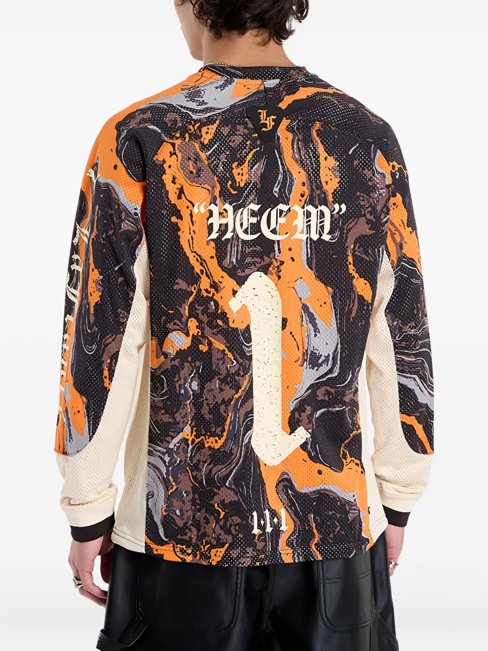 PUMA Lafrancé mesh jersey met marmerprint Oranje