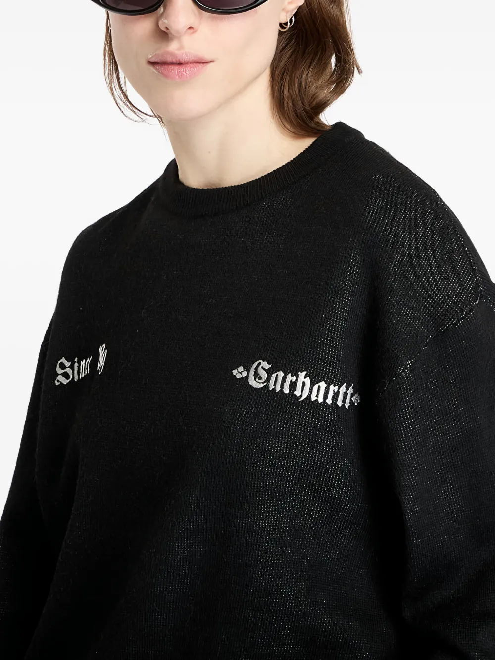Carhartt WIP embroidered logo knit sweater Zwart