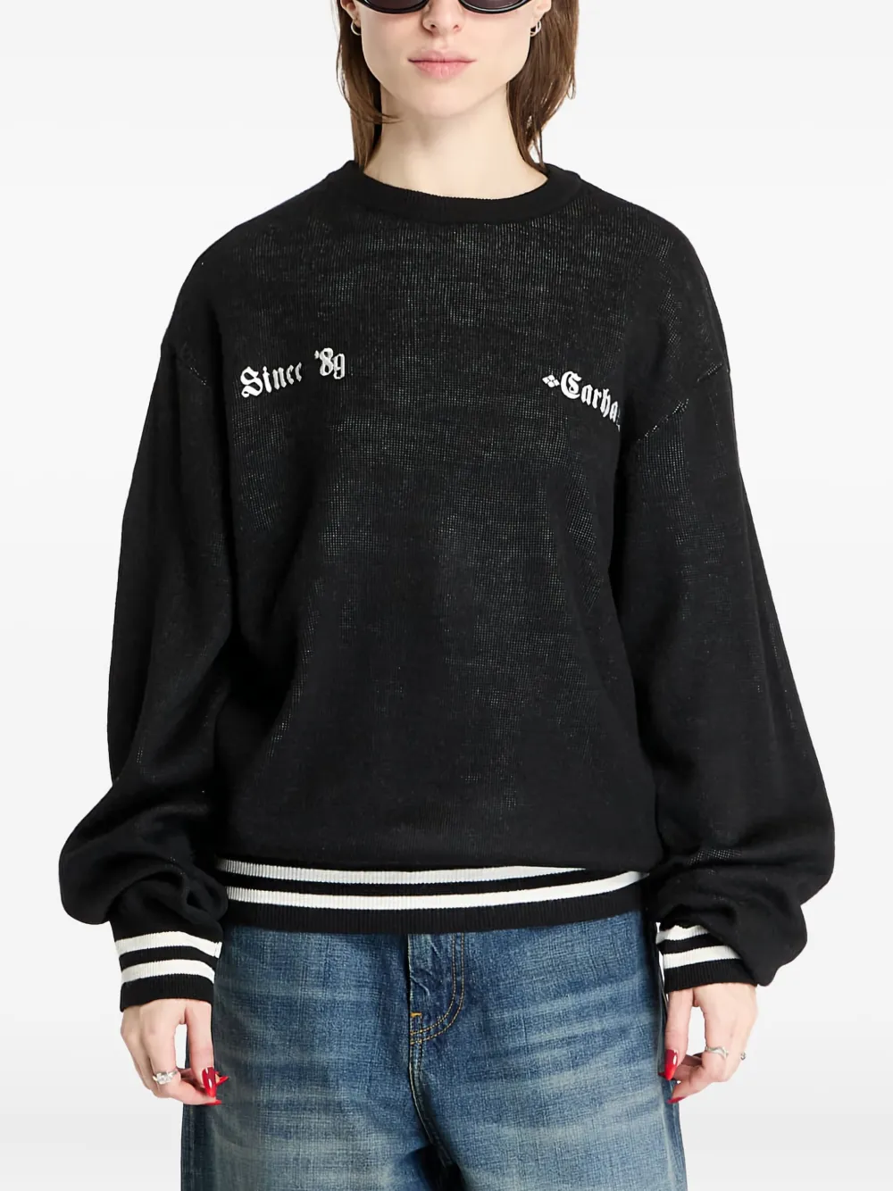 Carhartt WIP embroidered logo knit sweater Zwart