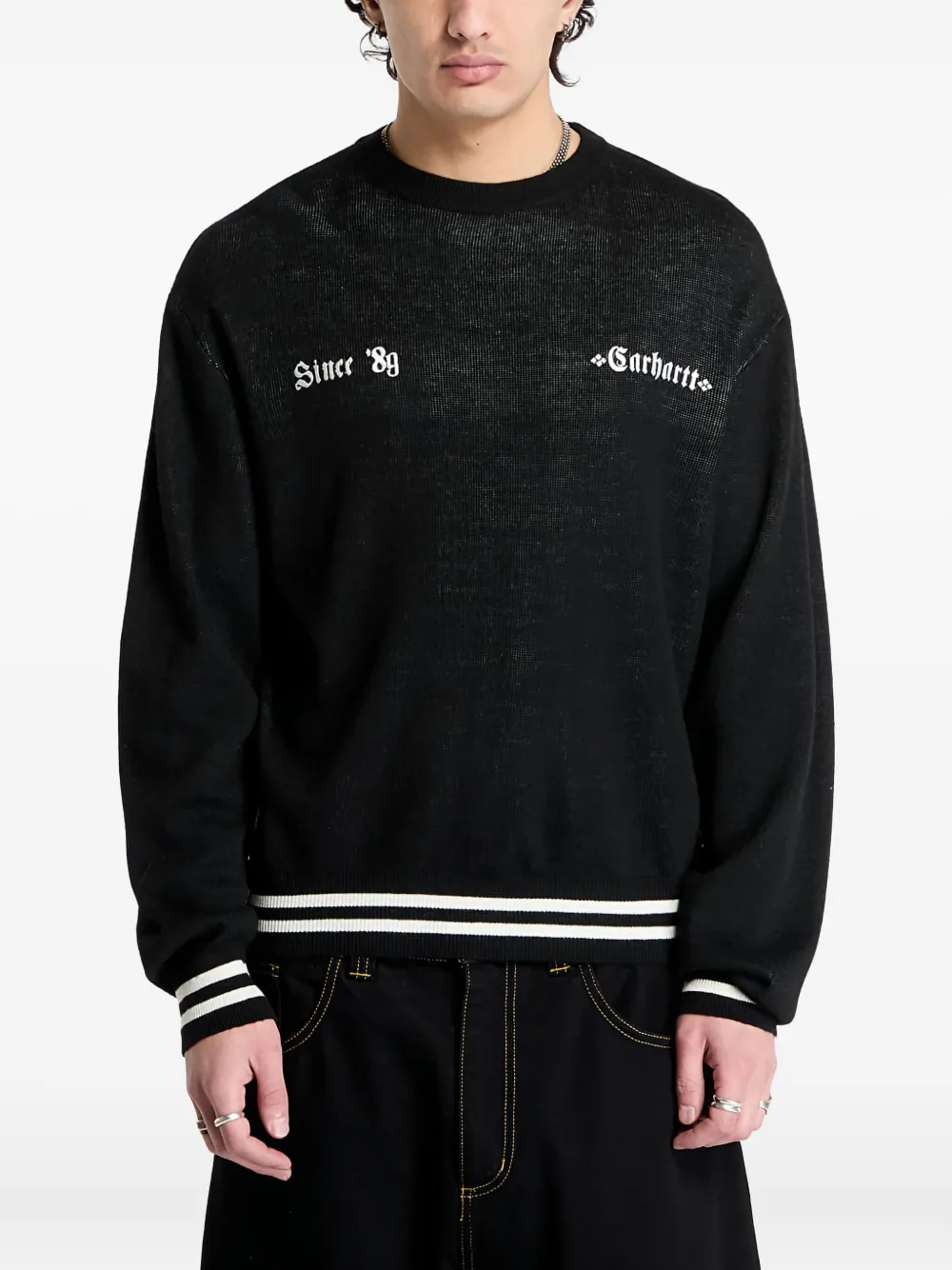 Carhartt WIP embroidered logo knit sweater Zwart